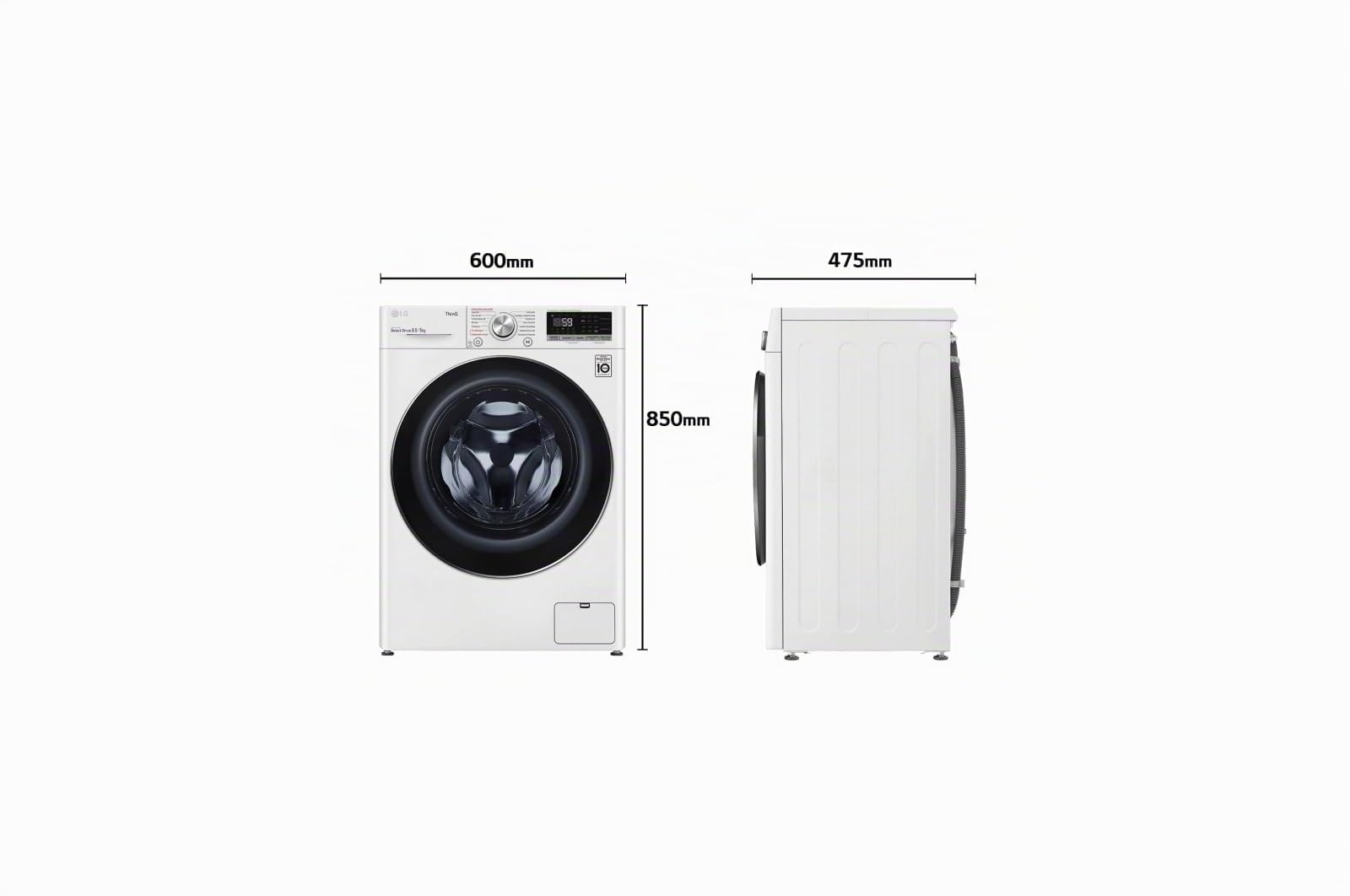 LG F2DV5S85S2W Lavadora secadora, Carga frontal, 1400RPM, Inteligencia artificial, Blanco, 8.5/5 kg
