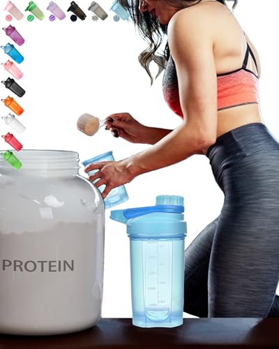 EBAT Light Blue Shaker Bottle w. Stylish Mechanic Design (Twist Cap Lockable Anti-Leaking Fixed Slim Arm,Large Moden Loop),Anti-Drop,Hard 1.77'' Non-Metal Mixer Ball,BPA Free,16OZ/500ML,8ZIX6