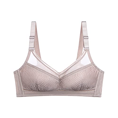 Soutien-gorge sans armatures grand bonnet 85D en dentelle fine marron