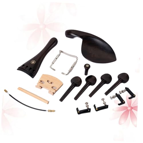 CONGARTENO 15pcs Violin Ebony Fittings Set Tailpiece Chinrest Clamps Endpin Tail Tuning Pegs Orchestral Strings Accessories for DIY High-grade Violins