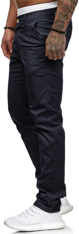 Miniatura 4 de HUNGSON Pantalones vaqueros casuales ajustados ajustados para hombre, pantalones de mezclilla rectos elásticos