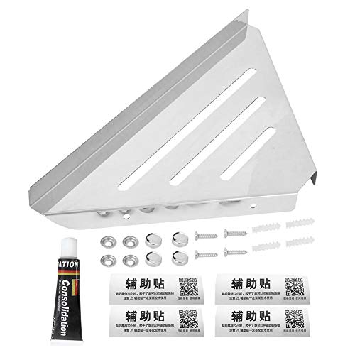 Estante de baño esquina, sin perforación Estantes de esquina de baño Estante de almacenamiento triangular de acero inoxidable Estante de ducha Estante de esquina Organizador para baño(Free-Punching)