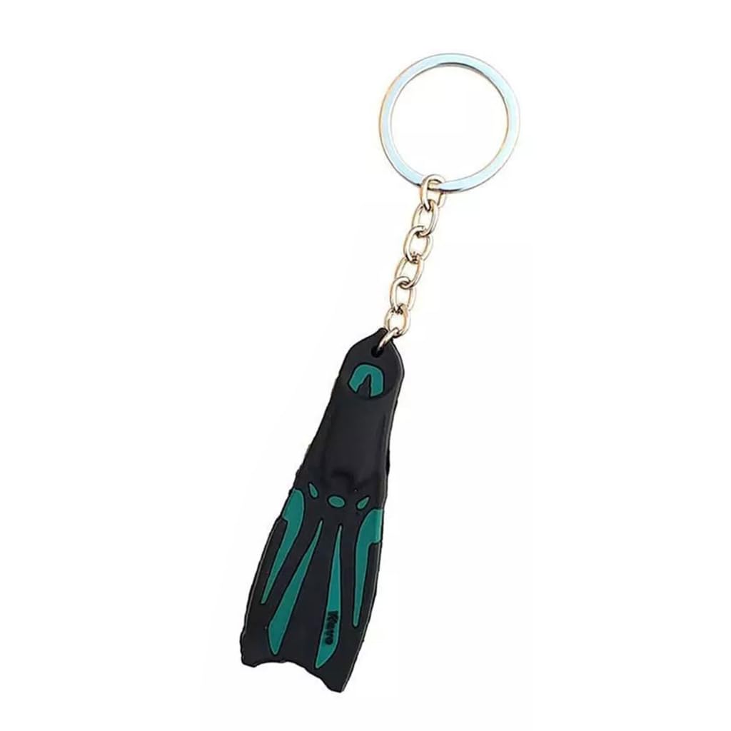 Fanswan Women's Light Green 1Piece Silicone Diving Flippers Keychain Silicone Diver Fin Keyring Elegant Key Holder Ocean Theme Accessory 13Cm,
