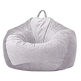 YFYTYG-PX Funda De Puf, Puf Gigante Funda De Puff Material De Pelo Corto Suave Funda De Puff Grande Sofá para Exterior E Interior Sin Relleno,Light Gray,XL: 100x120cm