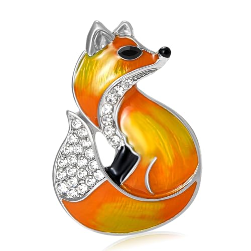 Broche de zorro brillante, accesorio ideal para vestidos, abrigos y cajas de regalo, broche de aceite de gota, zorros, aguja de animales, Einheitsgröße, como se describe
