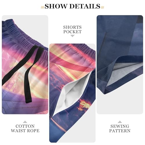 Men's Short Pajama Bottoms Airplane Cloud Lightning Home Casual Sleep Pants Lightweight with Drawstring4