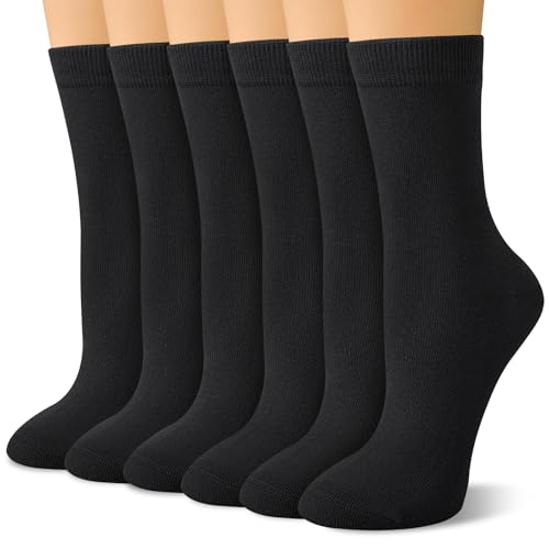 Image of Justay Crew Socks for Women, Cute Knit Boot Dress Cotton Socks | Athletic, Breathable, Warm, Soft, Comfortable, Calf, Gifts, Casual, Size 5-9, Fall