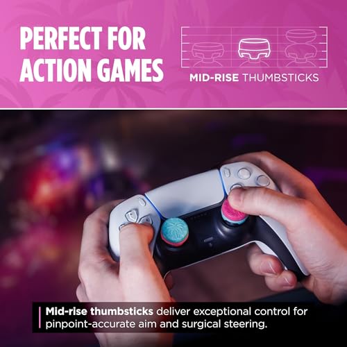 Image of KontrolFreek Performance Thumbsticks - Heist Edition - For Playstation 5 (PS5) and Playstation 4 (PS4) Controller - Blue /Pink