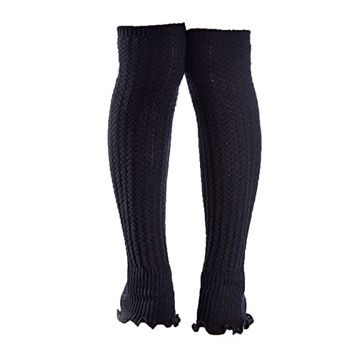 Image of Women Girls Leg Warmers with Ruffles, Knitted Boots Cuff Warmer Ribbed Stretch Knee Leg Socks,2 Pairs