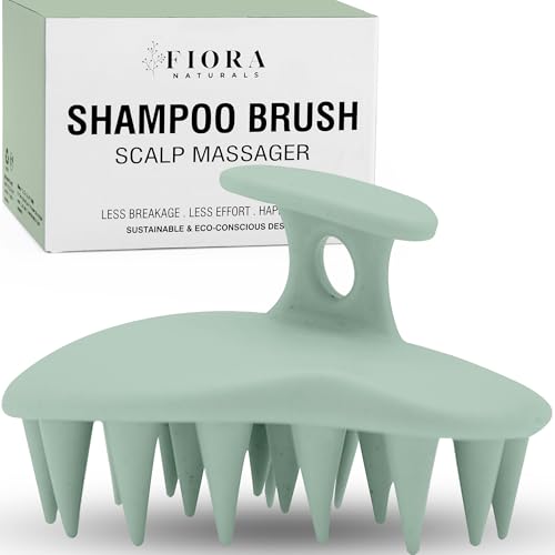 Fiora Naturals Scalp Massager Shampoo Brush – Silicon Scrubber & Exfoliator for Dandruff Removal and Hair Growth, Brush for Wet & Dry Hair, for Men, Women, Kids – BPA Free
