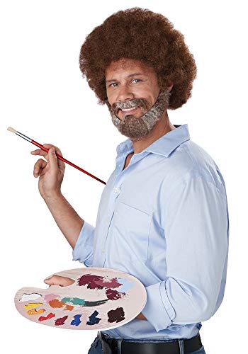 Kit de déguisement Joyful Painter avec perruque marron volumineuse et barbe assortie