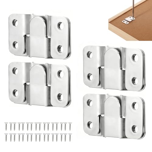 FMPXYYA 4 Paires Support de Montage Dissimulé en Acier Inoxydable Interverrouillage, Quincaillerie Murale Robuste pour Accrocher Photo, Miroir, Cadre,...