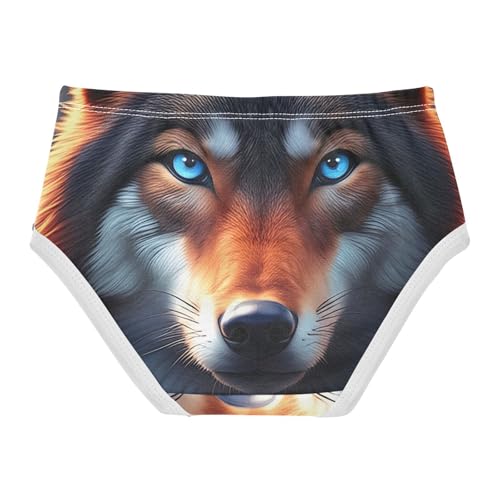 Toddler Girls Underwear 2t Cotton Little Girl Panties Print Briefs Kids Undies Mystical Wolf Animal Print2