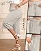 Evervibe 2 Pack Linen Capri Pants for Women L - 5XL Plus Size High Waist Drawstring Pockets Casual Cropped Trousers(Dark Khaki, Oatmeal,X-Large)