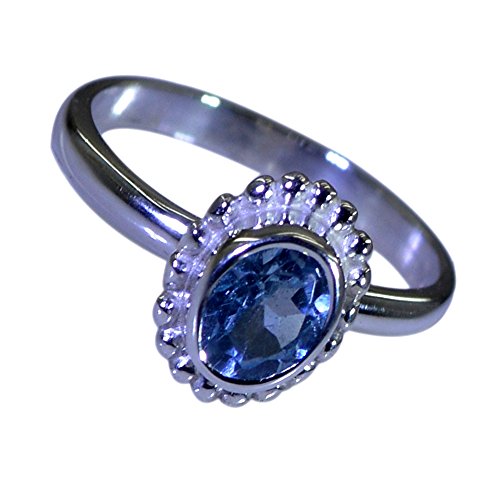 Bague topaze bleue naturelle en argent 925 pour homme et femme | Élégance intemporelle