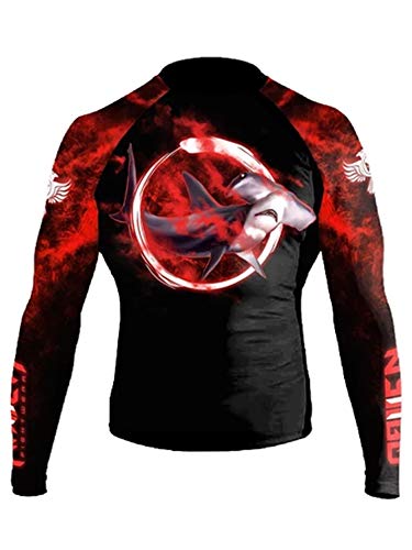 Raven Fightwear Men's Hammerhead Shark Rash Guard MMA BJJ Black Large