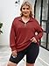 Chulianyouhuo Womens Plus Size Half Zip Pullover Long Sleeve Oversized Sweatshirt Drop Shoulder Hoodie Teen Girls Y2K Clothes Darkred