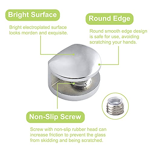Ufurmate Glass Clamp, 10Pcs Half Round Glass Clamps Zinc Alloy Glass Shelf Brackets Adjustable Silver Glass Shelf Clips Holders Wall Mounted, For 5-8Mm Thick Glass Shelves #TOP3