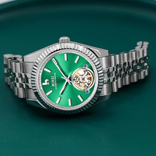 Image of BUREI Men's Classic Luxury Watch Stainless Steel Waterproof Machine Watch Fashion Double Watches Date Sapphire Crystal