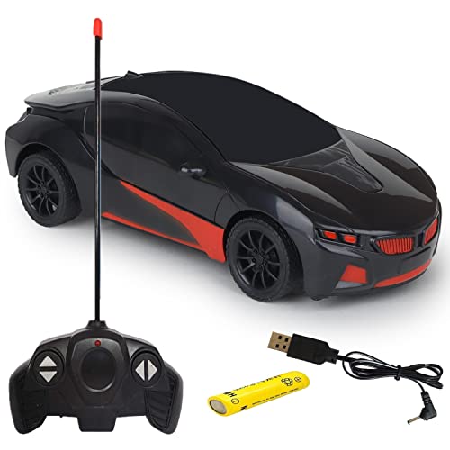 Image of CADDLE & TOES Remote Control Chargeable 3D Famous Car with Flashing Light, Radio Control Race car for Kids for 3-12 Year Old Boy Birthday Remote Control Car Rechargeable (RC-Black)