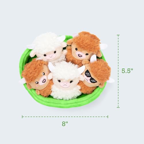 Image of Emotional Support Highland Cows by Relatable, Cuddly Stuffed Animals, Plushies, and Cute Stuff, Great Gift Ideas for Loved Ones of All Ages, Includes 5 Toys with Carrying Basket
