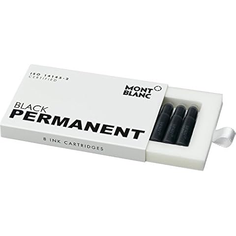 Montblanc Ink Cartridges Permanent Black 107757 - Refill Ink in Black for Fountain Pens - Document-Proof - 8 Cartridges Cover
