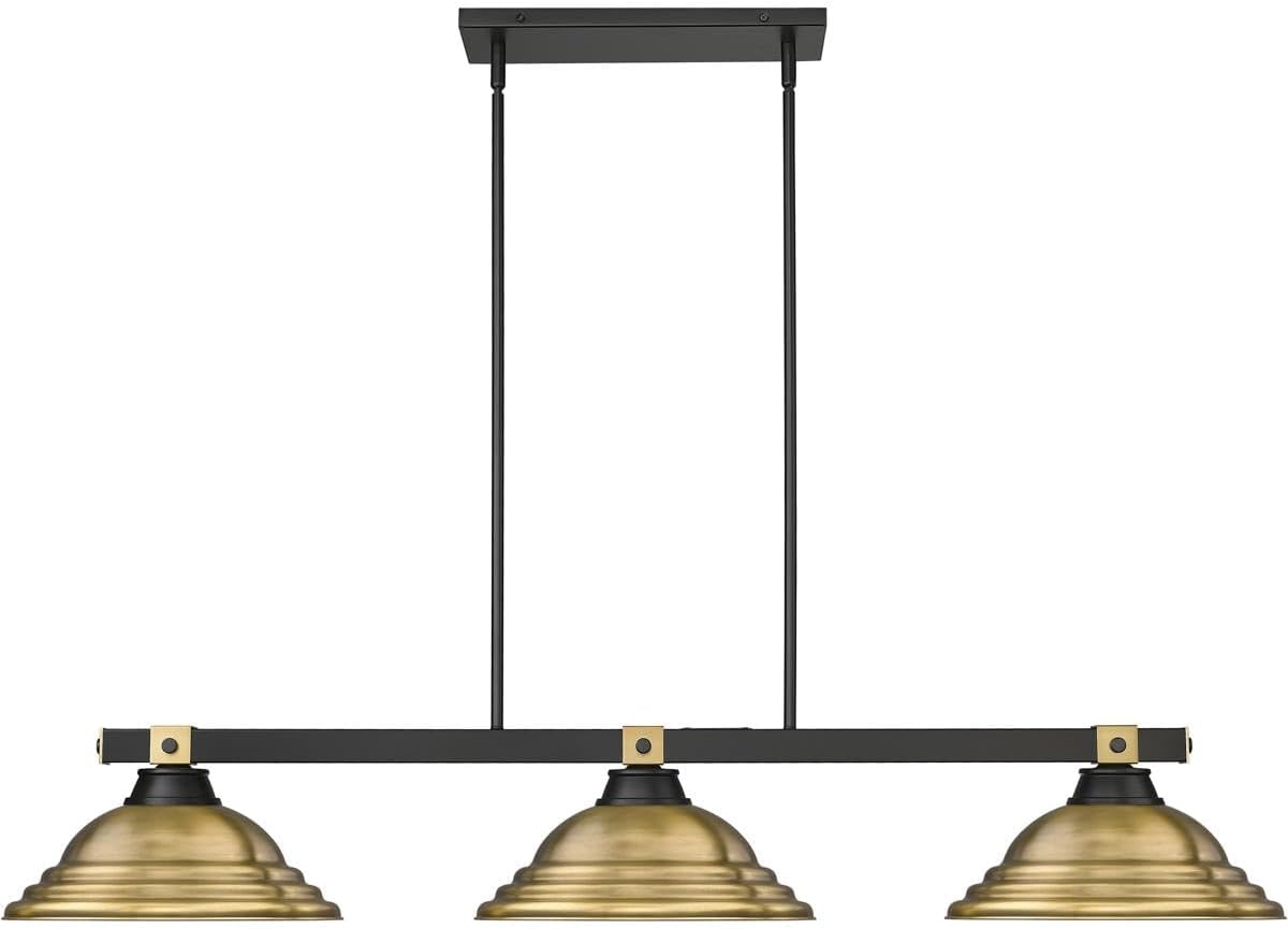 Z-Lite 1955-3MB-RB-SRB Bronte - 3 Light Billiard-8.75 Inch Tall and 16 Inch Wide, Finish Color: Matte Black/Rubbed Brass, Shade Color: Rubbed Brass