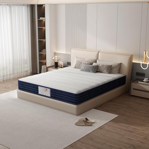 TEENO Matelas à Ressorts 140x200, 22 cm d'épaisseur, Mousse à mémoire de Forme, 7 Zones de...