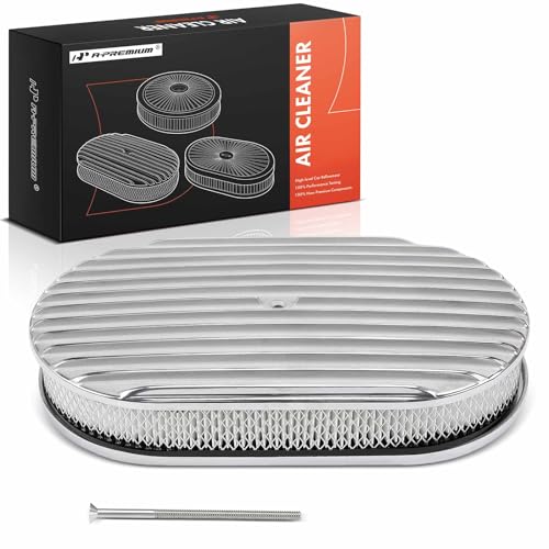 A-Premium Universal Air Cleaner Filter Assembly - 15" x 2", Oval Chrome Polished Full Finned Air Cleaner by A-premium - Used condition - CA$98.19