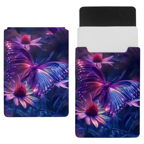 Housse pour ordinateur portable 14 pouces motif papillon violet brillant