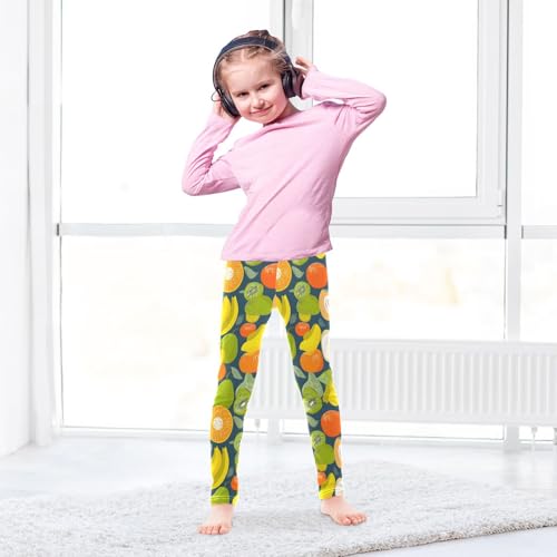 ALAZA Girls' Leggings Children's Yoga Pants Skinny Printed Dance Tropical Fruit Banana Comfortable 4T3