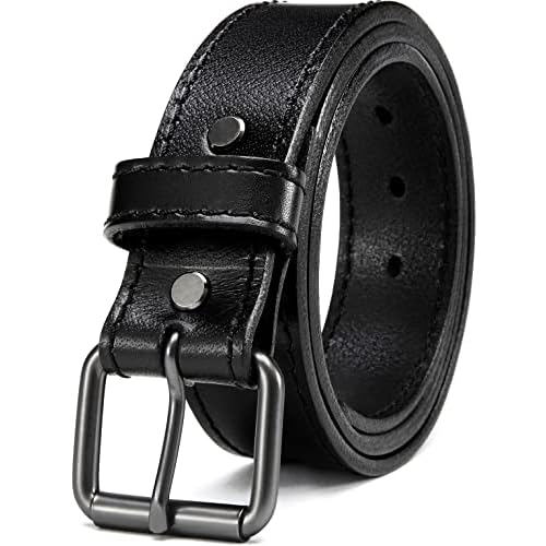 YOETEY Leather Gun Belt for Men - 1.5" Black Concealed Carry Belt - Heavy Duty & Durable