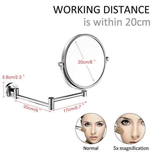 Miroir de maquillage grossissant mural extensible pour rasage