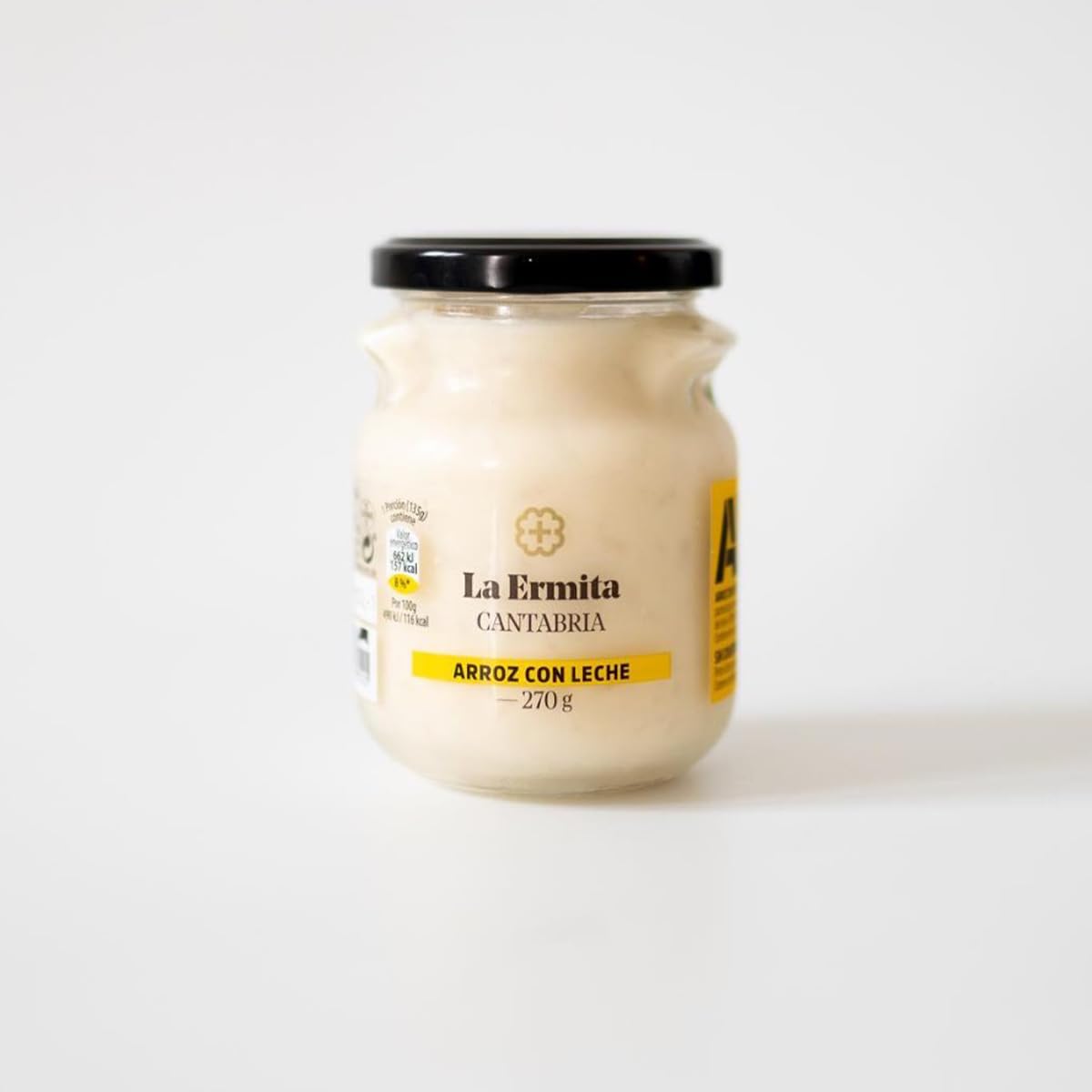 LA ERMITA Arroz con Leche Postre Lácteo Tradicional Tarro de Cristal Canela Limón Sin Gluten 270 g Pack 6