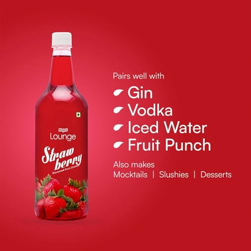 Image of Mapro Lounge Strawberry Cocktail Mixer Mocktail Mocktail Fruit Syrup - 1L |Contains Real Fruit Juice| Gluten Free| Zero Cholestrol