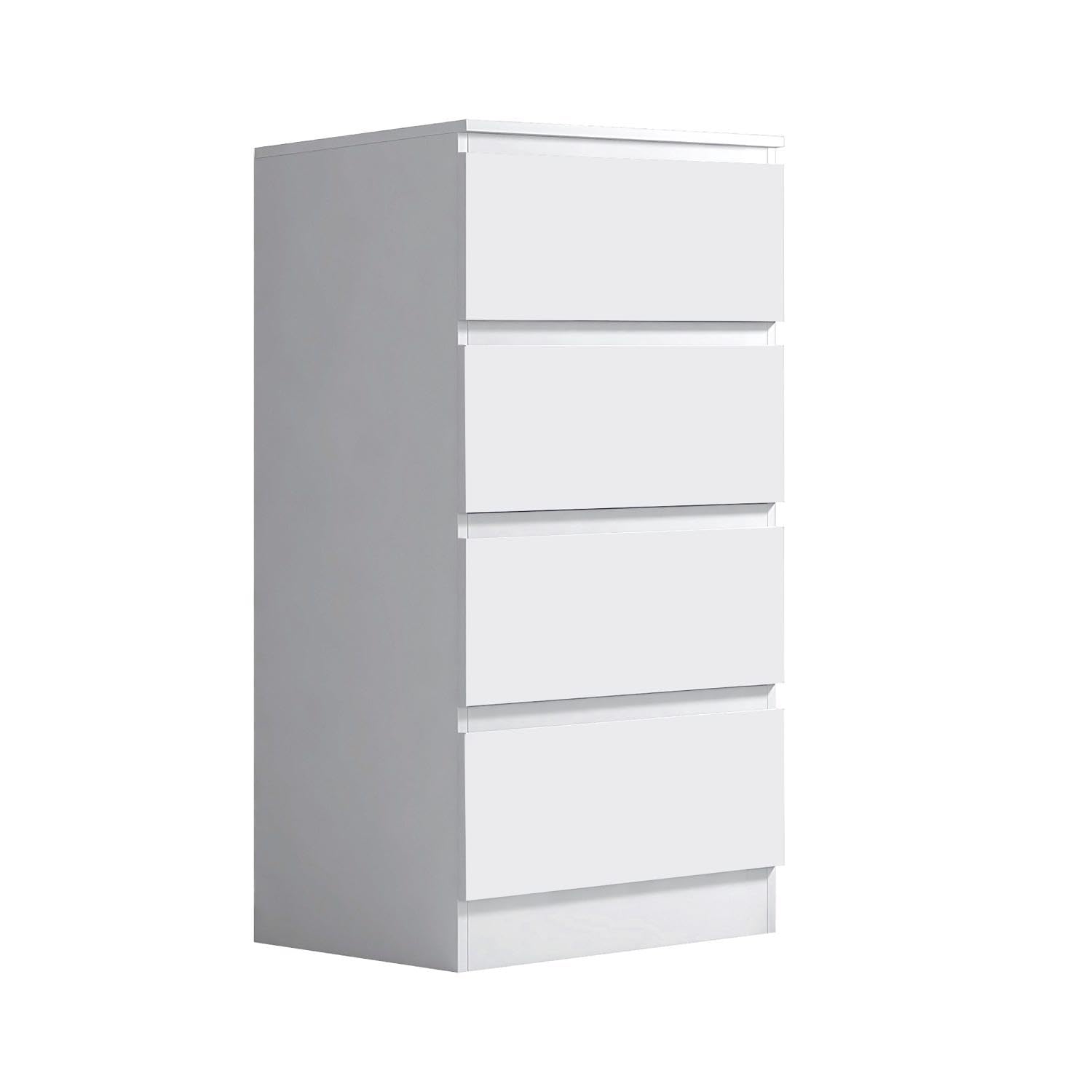 FWStyle Matt White Modern Bedroom Furniture Chest of Drawers, Slim Tall 4 Drawer Chest - H99 X W40 X D40cm — image 1