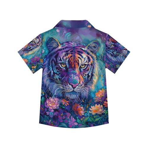 Image of PinUp Angel Funky Casual Hawaiian Shirt Kids Boys Girls Art Oil Painting Animal Pattern Short Sleeve Unisex Beach Shirt