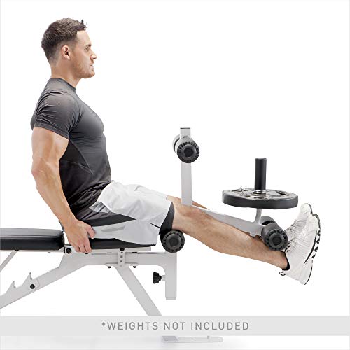 Marcy PM-5788 Powder Coated Steel Home Gym Multipurpose Multifunctional Adjustable Weight Bench for Total Body Workout, White