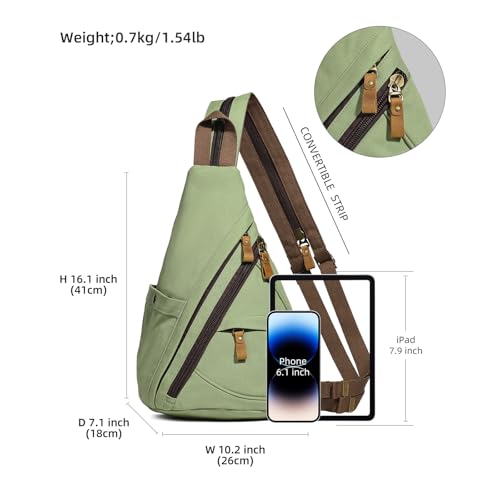 Image of KL928 Canvas Sling Bag - Small Crossbody Backpack Shoulder Casual Daypack Rucksack for Men Women