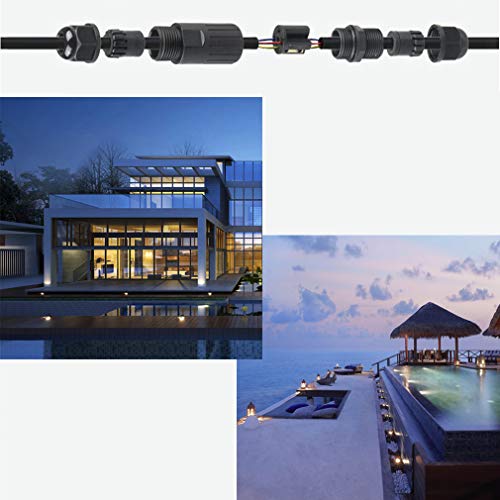 COOLWEST Black Plastic Connector Gland IP68 Waterproof,Cable Range 4-7MM, Shielded, Field Installable 2 Pack