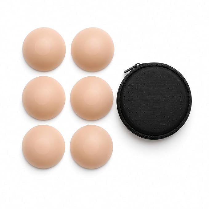 anshvik Silicone Nipple Covers for Women Reusable Adhesive Pasties Nude Invisible Breast Petals with Carrying Case Sweatproof Strapless Backless Outfit Essentials 3 Pairs-picture-27