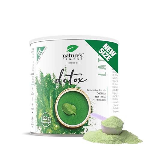 Nature’s Finest Detox Latte - con Cardo Mariano, Alcachofa y Clorella - Apoyo Natural para el Detox Hígado y Cuidado del Colon - Sin Lactosa, Vegano, 125 g