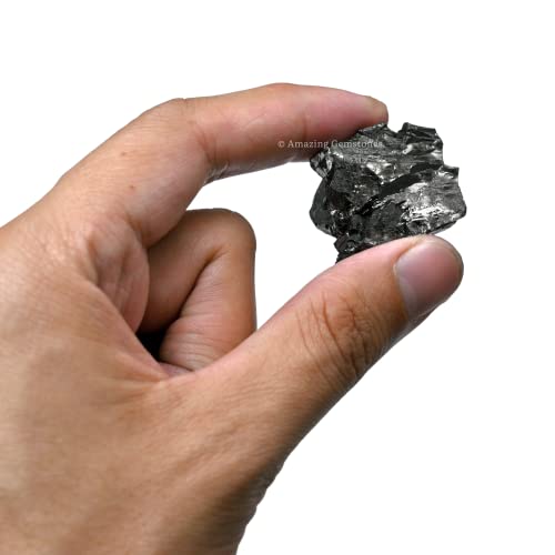 Image of Amazing Gemstone Elite Shungite Raw Crystals and Healing Stones, 2 Pieces Natural Rocks for Tumbling and DIY Raw Stones and Crystals