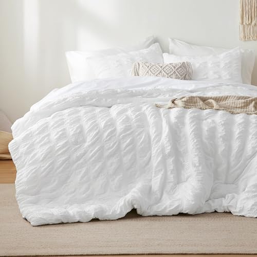 Bedsure US000186WQU Bed In A Bag Queen - Queen Comforter Set 7 Pieces Plaid Seersucker Bedding Set thumb #1