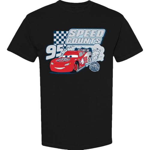 T-shirt Disney Cars Speed Counts pour homme et femme en coton noir