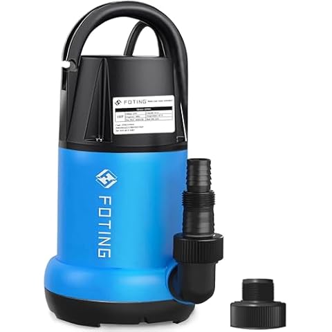 FOTING Sump Pump 1HP Clean/Dirty Submersible Water Pump, 4600GPH Utility Pump Thermoplastic Electric Portable Transfer Water Pump for Swimming Pool Garden Pond Basement with 25ft Long Power Cord Cover