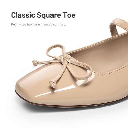 Image of Athlefit Women's Mary Jane Flats Dressy Comfortable Square Toe Ballet Flats Shoes with Buckle Strap