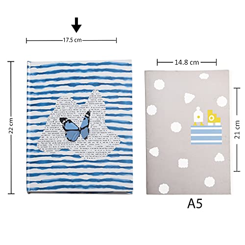 Image of Papboo Blue Butterfly Hardbound Hardcover Notebook Diary, (22 X 17.5 cm, 80 GSM, 140 Single Ruled Pages) Journal, Gift