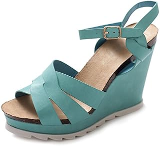 Ollio Women's Shoe Wedge High Heel Platform Strap Sandal MH015(10 B(M) US, See