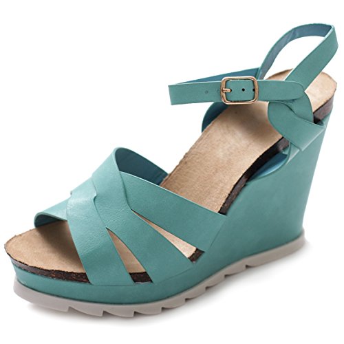 Ollio Women's Shoe Wedge High Heel Platform Strap Sandal MH015(10 B(M) US, See